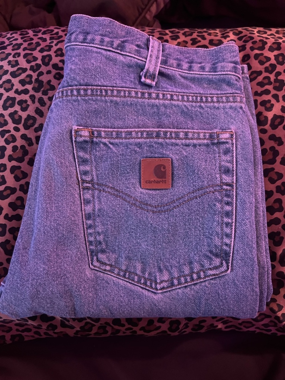 Carhartt Purple-Tinted Blue Denim Jeans with Back Pocket Logo